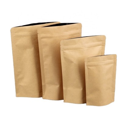 Stand-Up Multi-Color Choice Kraft Paper Bag Can Design Logo Food Packaging Bag