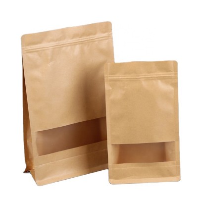 China-Made Packaging Paper Bags With Transparent Windows Reopenable Food Packaging Bags