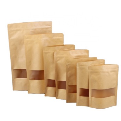 Amazon Hot Sale Stand-Up Kraft Paper Bag Resealable Food Packaging Bag