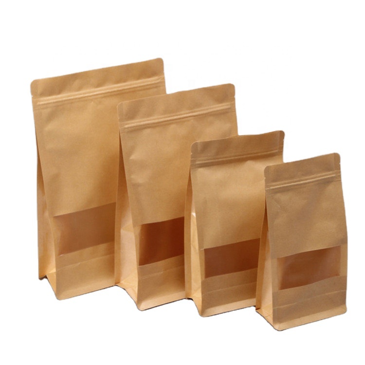 High Quality Coffee Packaging Kraft Paper Bag Customizable Design Snack Standing Bag